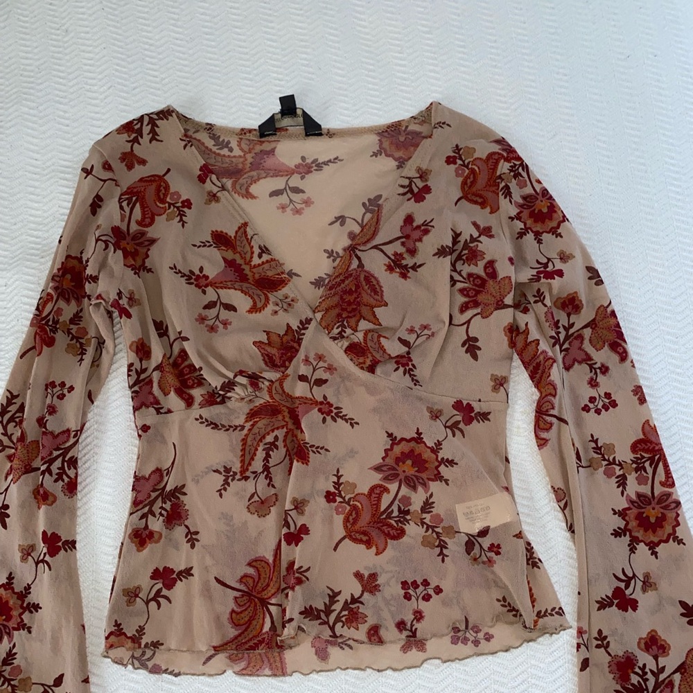 V neck sheer top